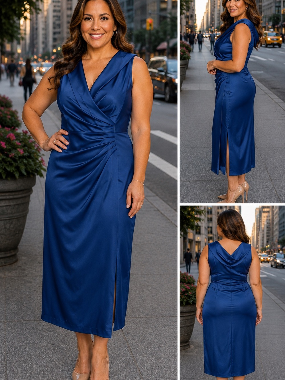 Tahari Arthur S. Levine Royal Blue Sleeveless Sheath Dress